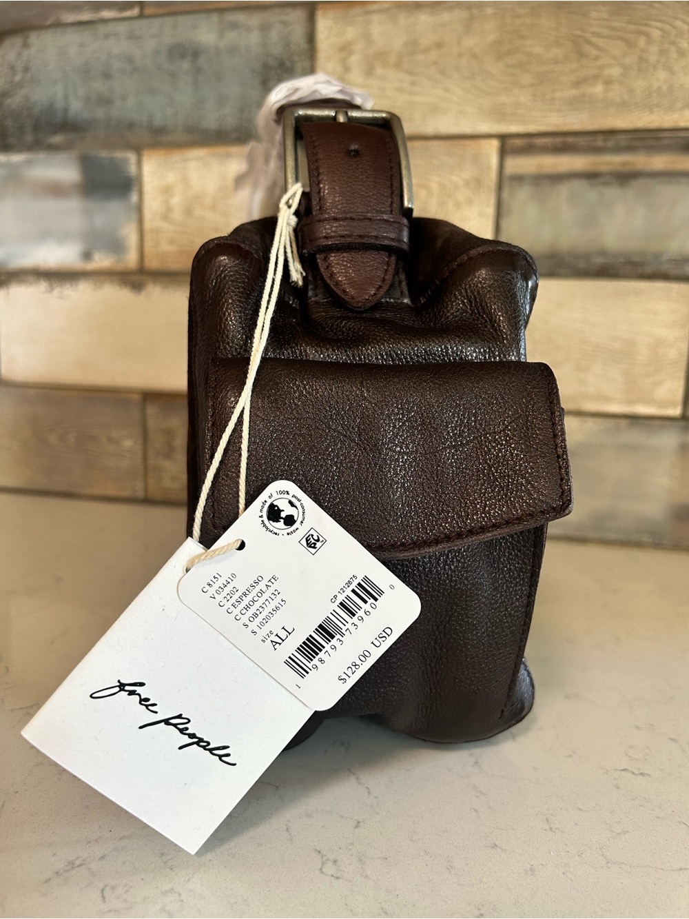 NWT Free People Suede Boxy Shoulder Bag in Espresso With Included Charm - Picture 8 of 16